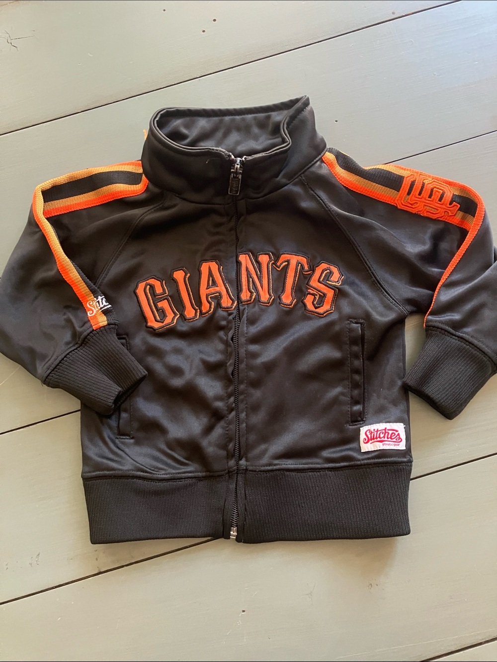 STITCHES MLB San Francisco Giants Black + Orange Kids Zip-Up Team Jacket Size 2T